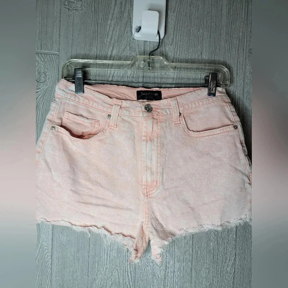Juicy Couture Peach Acid Wash High Waisted‎ Denim Cut Off Shorts Size 28